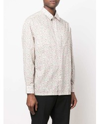 Chemise à manches longues à fleurs blanche MAISON KITSUNÉ