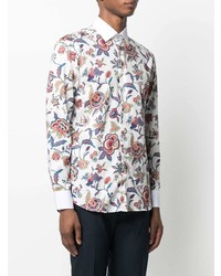 Chemise à manches longues à fleurs blanche Etro