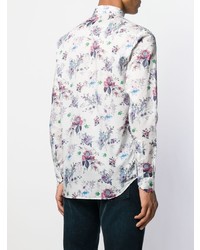 Chemise à manches longues à fleurs blanche Etro