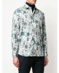 Chemise à manches longues à fleurs blanche Etro