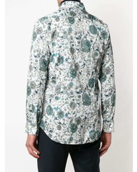 Chemise à manches longues à fleurs blanche Etro