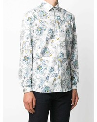 Chemise à manches longues à fleurs blanche Etro