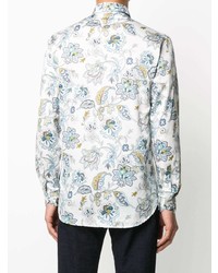 Chemise à manches longues à fleurs blanche Etro