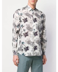 Chemise à manches longues à fleurs blanche Etro