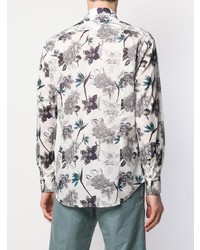 Chemise à manches longues à fleurs blanche Etro