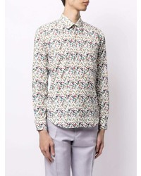 Chemise à manches longues à fleurs blanche Paul Smith