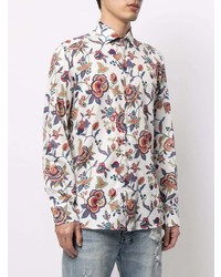 Chemise à manches longues à fleurs blanche Etro