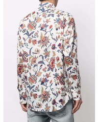 Chemise à manches longues à fleurs blanche Etro