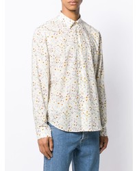 Chemise à manches longues à fleurs blanche Paul Smith