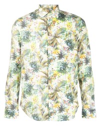 Chemise à manches longues à fleurs blanche Manuel Ritz