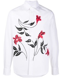Chemise à manches longues à fleurs blanche Marni