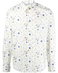 Chemise à manches longues à fleurs blanche Paul Smith