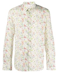 Chemise à manches longues à fleurs blanche Paul Smith