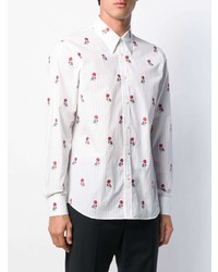 Chemise à manches longues à fleurs blanche Alexander McQueen
