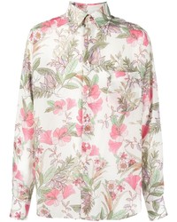Chemise à manches longues à fleurs blanche Tom Ford