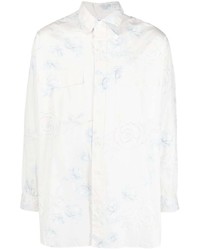 Chemise à manches longues à fleurs blanche Yohji Yamamoto