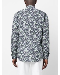 Chemise à manches longues à fleurs bleu canard Karl Lagerfeld
