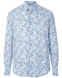 Chemise à manches longues à fleurs bleu clair agnès b.