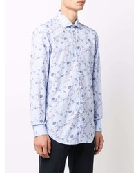 Chemise à manches longues à fleurs bleu clair Etro