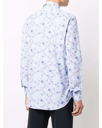 Chemise à manches longues à fleurs bleu clair Etro