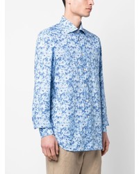 Chemise à manches longues à fleurs bleu clair Kiton