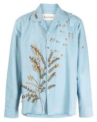Chemise à manches longues à fleurs bleu clair Baziszt