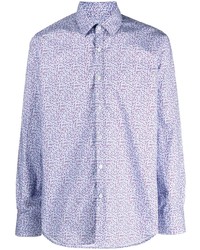 Chemise à manches longues à fleurs bleu clair Canali