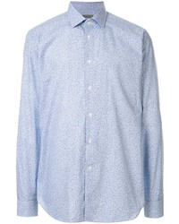 Chemise à manches longues à fleurs bleu clair Corneliani