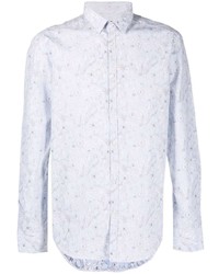 Chemise à manches longues à fleurs bleu clair Corneliani