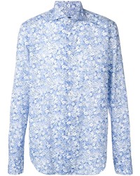 Chemise à manches longues à fleurs bleu clair Dell'oglio