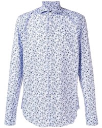 Chemise à manches longues à fleurs bleu clair Dell'oglio