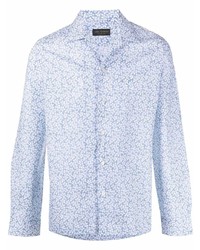 Chemise à manches longues à fleurs bleu clair Dell'oglio