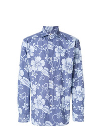Chemise à manches longues à fleurs bleu clair Doppiaa