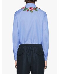 Chemise à manches longues à fleurs bleu clair Gucci