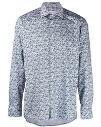 Chemise à manches longues à fleurs bleu clair Eton