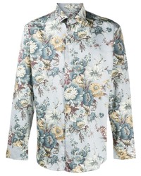 Chemise à manches longues à fleurs bleu clair Etro