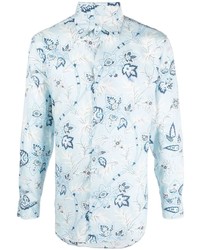 Chemise à manches longues à fleurs bleu clair Etro