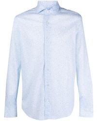 Chemise à manches longues à fleurs bleu clair Fedeli