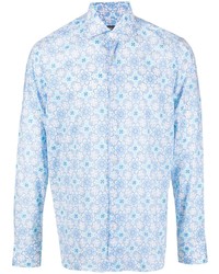 Chemise à manches longues à fleurs bleu clair Fedeli