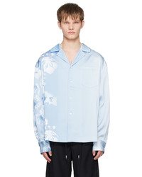 Chemise à manches longues à fleurs bleu clair Feng Chen Wang