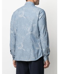 Chemise à manches longues à fleurs bleu clair Xacus