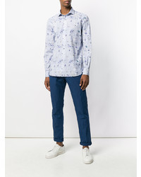 Chemise à manches longues à fleurs bleu clair Orian