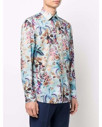 Chemise à manches longues à fleurs bleu clair Etro