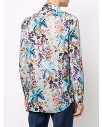 Chemise à manches longues à fleurs bleu clair Etro