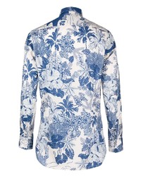 Chemise à manches longues à fleurs bleu clair Tintoria Mattei