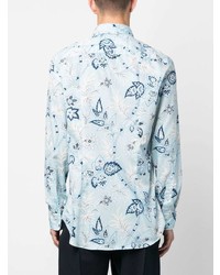 Chemise à manches longues à fleurs bleu clair Etro