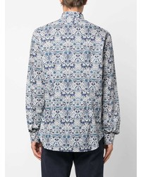 Chemise à manches longues à fleurs bleu clair Xacus