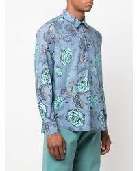 Chemise à manches longues à fleurs bleu clair Etro