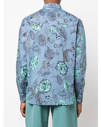 Chemise à manches longues à fleurs bleu clair Etro