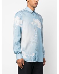 Chemise à manches longues à fleurs bleu clair Paul Smith